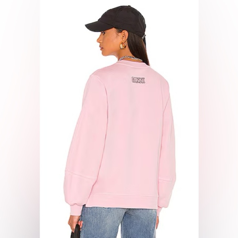 GANNI Puff Sleeve Sweatshirt in Sweet Lilac - Picture 3 of 11